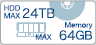 HDD MAX24TB Memory MAX64GB