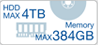 HDD MAX4TB Memory MAX384GB