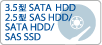 3.5型 SATA HDD
2.5型 SAS HDD/ SATA HDD/ SAS SSD