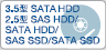3.5型 SATA HDD 2.5型 SAS HDD/SATA HDD/SAS SSD/SATA SSD