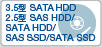 3.5型 SATA HDD
2.5型 SAS HDD/ SATA HDD/ SAS SSD/SATA SSD